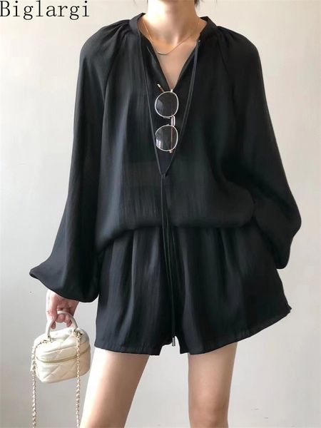 two piece dress 2 set fashion korea summer long sleeve sunscreen blouse women ladies casual loose black shirt shorts sets 230510, White
two piece dress 2 set fashion korea summer long sleeve sunscreen blouse women ladies casual loose black shirt shorts sets 230510, White