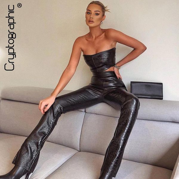 dress cryptographic pu leather fashion strapless crop and long pants two piece sets club party outfits matching set spring, White
dress cryptographic pu leather fashion strapless crop and long pants two piece sets club party outfits matching set spring, White