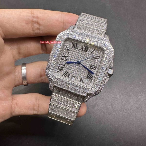 the latest men's diamond watch in 2023 big baguette stones bezel popular shiny good hip-hop wristwatch stainless steel case automatic m, Slivery;brown
the latest men's diamond watch in 2023 big baguette stones bezel popular shiny good hip-hop wristwatch stainless steel case automatic m, Slivery;brown