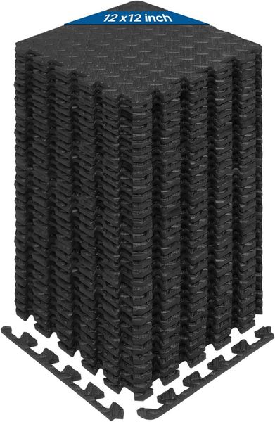 36 pcs interlocking exercise foam mats, cover 36 sqft, 3 8 inch thick, black color
36 pcs interlocking exercise foam mats, cover 36 sqft, 3 8 inch thick, black color