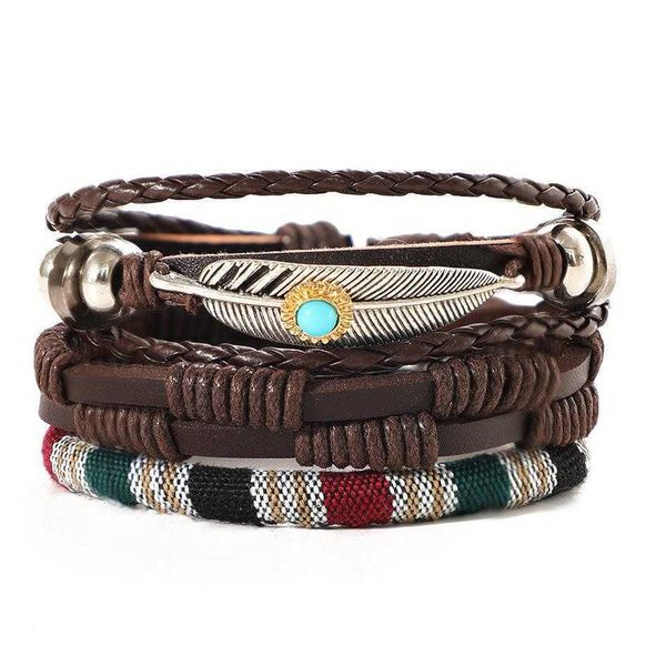 braided turquoise feather artificial leather bracelet creative hemp rope woven men wholesale, Golden;silver
braided turquoise feather artificial leather bracelet creative hemp rope woven men wholesale, Golden;silver