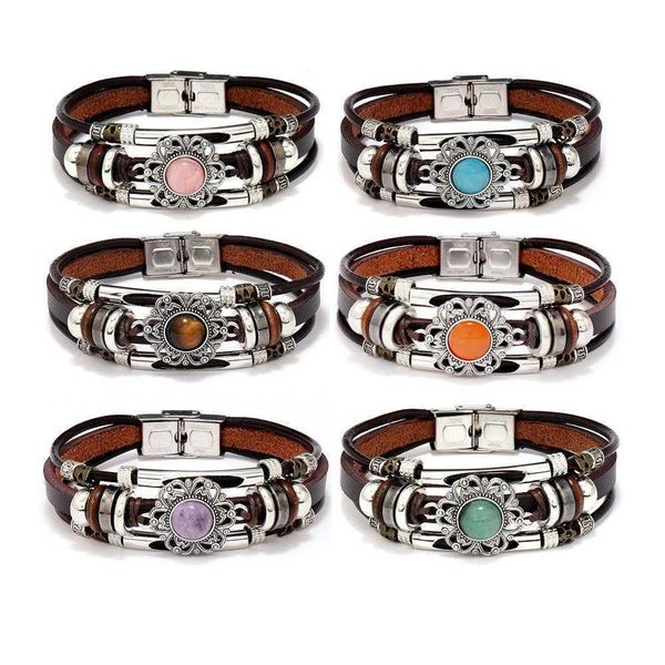 retro multi color strands string beads cats eye natural stone stainless steel leather bracelet trendy root, Black
retro multi color strands string beads cats eye natural stone stainless steel leather bracelet trendy root, Black