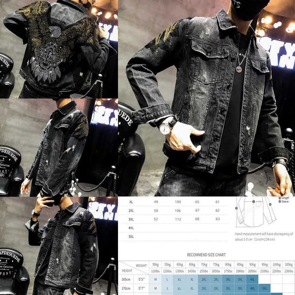 style men's punk jackets fashion eagle embroidered patch jean jacket men denim streetwear slim black yn57, Black;brown
style men's punk jackets fashion eagle embroidered patch jean jacket men denim streetwear slim black yn57, Black;brown
