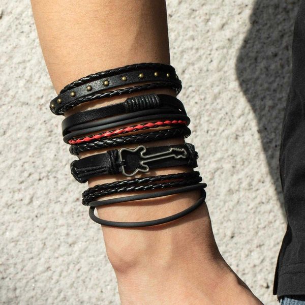 mens weaving leather bracelet punk chains multi layer woven hemp flowers chain hip hop retro, Black
mens weaving leather bracelet punk chains multi layer woven hemp flowers chain hip hop retro, Black