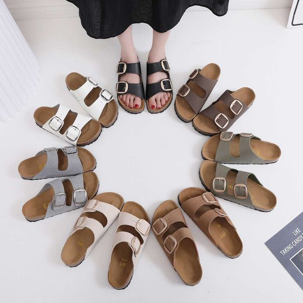 designer sandals summer beach slippers sandals men and women slide genuine leather double button large buckle cork slips, Black
designer sandals summer beach slippers sandals men and women slide genuine leather double button large buckle cork slips, Black
