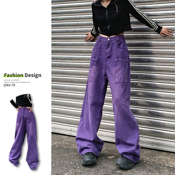 women's jeans women's jeans retro purple fashion big pockets cargo pants baggy straight draped wide leg hip hop gradient denim pan, Blue
women's jeans women's jeans retro purple fashion big pockets cargo pants baggy straight draped wide leg hip hop gradient denim pan, Blue