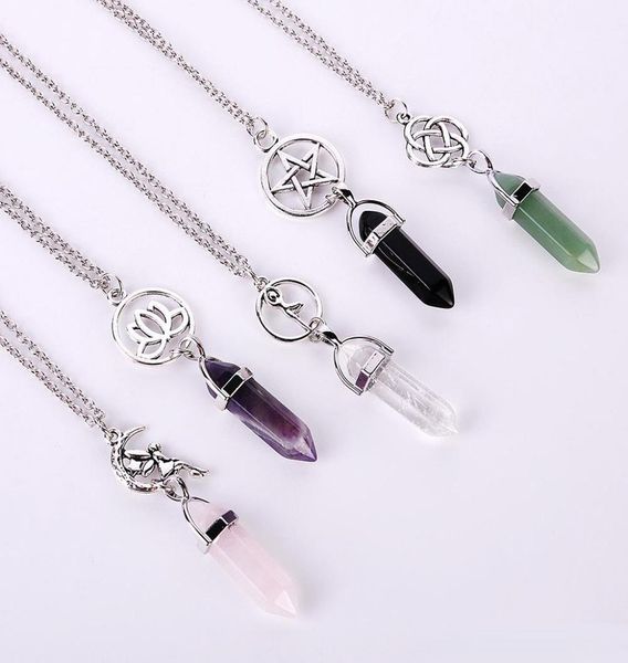 new hexagonal prism quartz natural stone pendant necklace star lotus angel crystal healing point chakra charm long chain for women1000524, Silver
new hexagonal prism quartz natural stone pendant necklace star lotus angel crystal healing point chakra charm long chain for women1000524, Silver