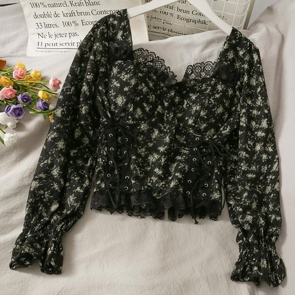 t-shirt women patchwork mesh print flower shirts square collar long sleeve high waist french lace up autumn female casual fashion blouse, White
t-shirt women patchwork mesh print flower shirts square collar long sleeve high waist french lace up autumn female casual fashion blouse, White