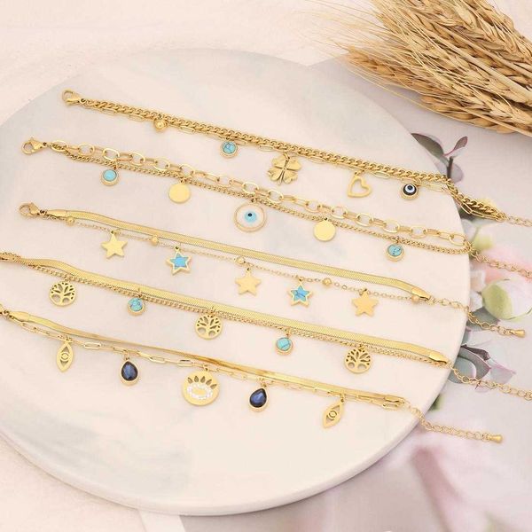 ornament turquoise five pointed star bracelet personalized eye fashion stainless steel jewelry, Golden;silver
ornament turquoise five pointed star bracelet personalized eye fashion stainless steel jewelry, Golden;silver