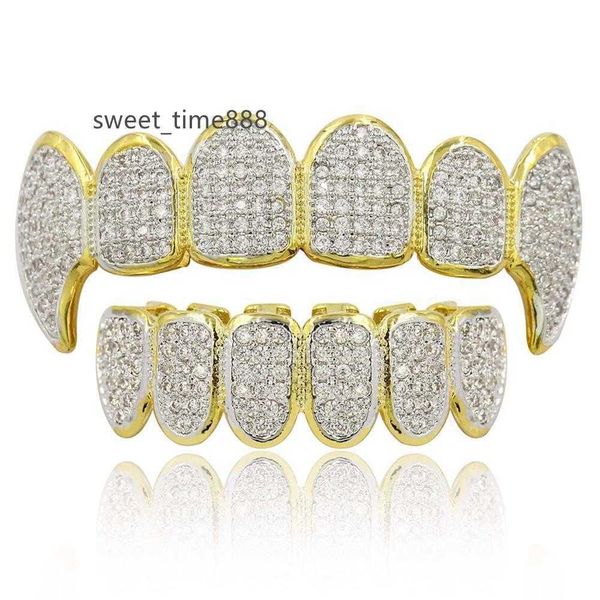 new teeth grillz 18k two tone micro pave diamond cz halloween vampire fangs teeth grills set, Silver
new teeth grillz 18k two tone micro pave diamond cz halloween vampire fangs teeth grills set, Silver