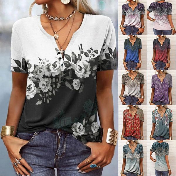 womens tshirt summer fashion printed tshirt casual v neck floral vintage shortsleeved buttons loose y2k pullover tee shirt 230509, White
womens tshirt summer fashion printed tshirt casual v neck floral vintage shortsleeved buttons loose y2k pullover tee shirt 230509, White