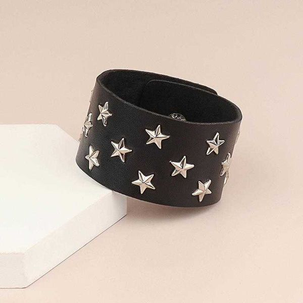 punk gothic pu leather bracelet personality rock five pointed star jewelry accessories, Golden;silver
punk gothic pu leather bracelet personality rock five pointed star jewelry accessories, Golden;silver