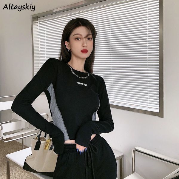women's t-shirt patchwork long sleeve t-shirts women vintage hipsters european style hip hop cool girls street wear tees stylish chic, White
women's t-shirt patchwork long sleeve t-shirts women vintage hipsters european style hip hop cool girls street wear tees stylish chic, White