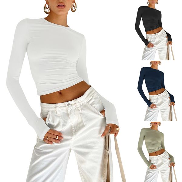 women's tshirt women tshirt long sleeve crew neck solid slim fit ladies crop with thumb holes for daily street 230510, White
women's tshirt women tshirt long sleeve crew neck solid slim fit ladies crop with thumb holes for daily street 230510, White