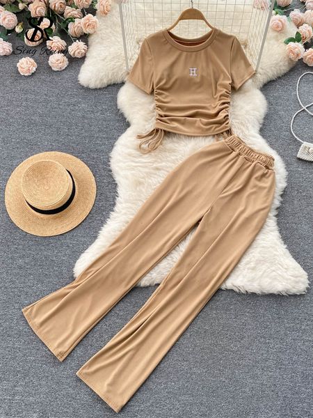women's two piece pants singreiny solid women slim summer sets ruched elastic waist pocket fashion temperament wide leg casual set 2305, White
women's two piece pants singreiny solid women slim summer sets ruched elastic waist pocket fashion temperament wide leg casual set 2305, White