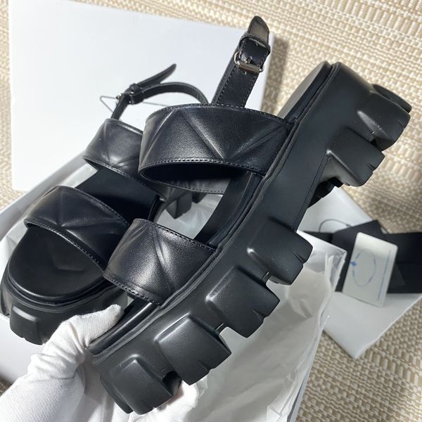 women foam rubber sandals designer monolith summer shoes genuine leather triangle logo sandal retro beach footwear platform high heels sanda, Black
women foam rubber sandals designer monolith summer shoes genuine leather triangle logo sandal retro beach footwear platform high heels sanda, Black