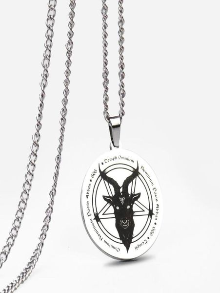 pendant necklaces weatern stainless steel lucifer satan necklace 666 demon round pentagram solomon skull goat head jewelry 2846145, Silver
pendant necklaces weatern stainless steel lucifer satan necklace 666 demon round pentagram solomon skull goat head jewelry 2846145, Silver