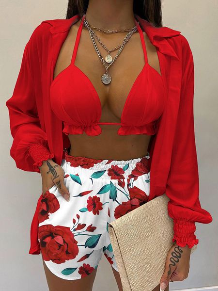 women's swimwear bikini 2023 3 pieces swimsuit women high waist bikinis set cover up bathing suit female shorts summer beach xl 230509, White;black
women's swimwear bikini 2023 3 pieces swimsuit women high waist bikinis set cover up bathing suit female shorts summer beach xl 230509, White;black