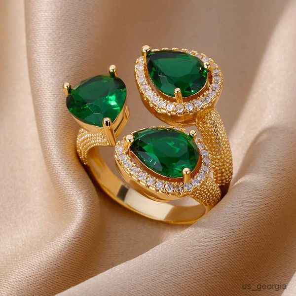 band rings zircon green water drop rings for women girls gold plated open stainless steel ring luxury aesthetic wedding jewerly, Silver
band rings zircon green water drop rings for women girls gold plated open stainless steel ring luxury aesthetic wedding jewerly, Silver