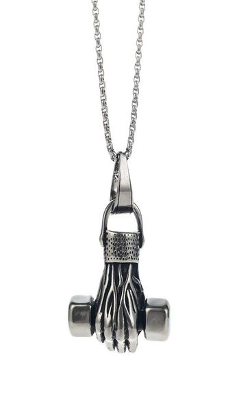 pendant necklaces personality creative titanium steel necklace does not fade fitness fist dumbbell sports punk hip hop power jewel2397258, Silver
pendant necklaces personality creative titanium steel necklace does not fade fitness fist dumbbell sports punk hip hop power jewel2397258, Silver