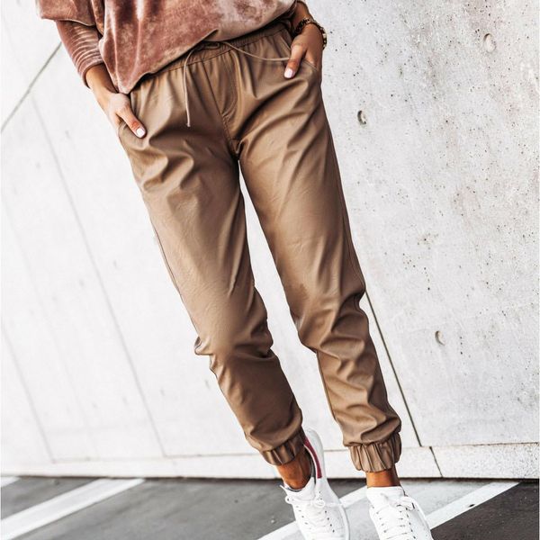 women's pants capris wsevypo casual drawstring pu sweatpants fall winter women high waist faux leather trousers fashion solid slim jogg, Black;white
women's pants capris wsevypo casual drawstring pu sweatpants fall winter women high waist faux leather trousers fashion solid slim jogg, Black;white