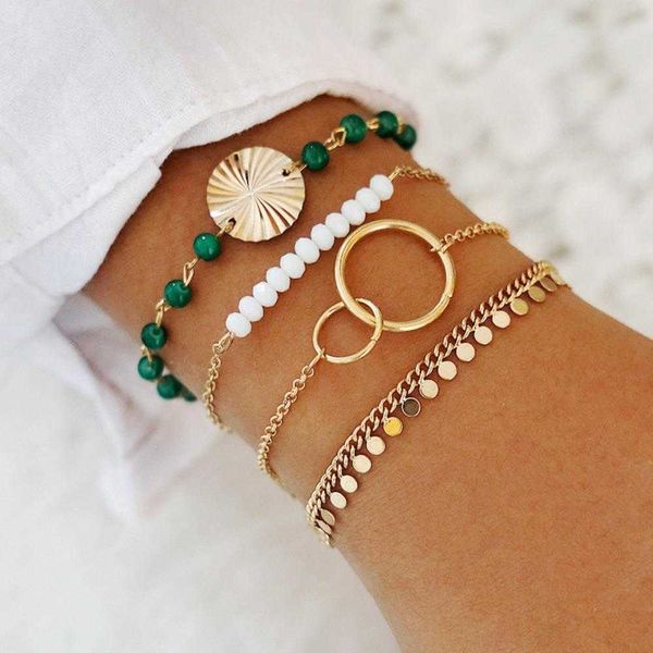 couple fashion bracelet tassel water strand wave circle beaded white green contrast color 4 piece, Black
couple fashion bracelet tassel water strand wave circle beaded white green contrast color 4 piece, Black