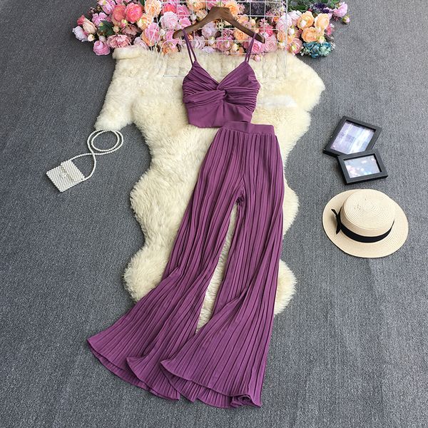 women's two piece pants summer sets outifits midriff twist strap short pleated wide leg suit purpleyellowpinkorange 230509, White
women's two piece pants summer sets outifits midriff twist strap short pleated wide leg suit purpleyellowpinkorange 230509, White