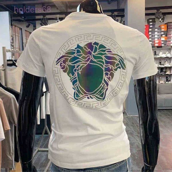 high version designer cotton t shirt tide brand vers round neck short-sleeved t-shirt classic medusa color diamond inlaid fashion, White;black
high version designer cotton t shirt tide brand vers round neck short-sleeved t-shirt classic medusa color diamond inlaid fashion, White;black