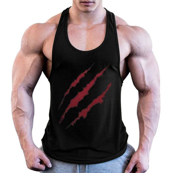 men' tank summer gym plus size beast fitness sports 100 cotton training blood claw print ishaped vest personality 230509, White;black
men' tank summer gym plus size beast fitness sports 100 cotton training blood claw print ishaped vest personality 230509, White;black