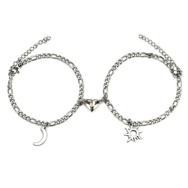 stainless steel sun and moon bracelet creative personality love magnet suction couple pair, Golden;silver
stainless steel sun and moon bracelet creative personality love magnet suction couple pair, Golden;silver