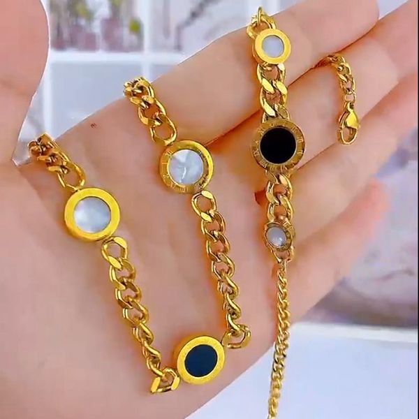 gold plated stainless steel pendant necklace round roman numerals charm bracelet jewelry for men and women, Silver
gold plated stainless steel pendant necklace round roman numerals charm bracelet jewelry for men and women, Silver