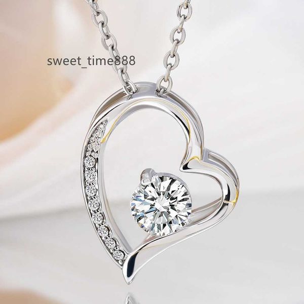 fashion classic 18k gold plated stainless steel chain crystal heart pendant necklace for women, Silver
fashion classic 18k gold plated stainless steel chain crystal heart pendant necklace for women, Silver