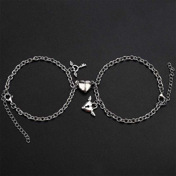 titanium steel couple bracelet stainless simple heart shaped magnet suction lock key men and women ornament, Golden;silver
titanium steel couple bracelet stainless simple heart shaped magnet suction lock key men and women ornament, Golden;silver