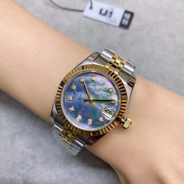 st9 steel two-tone purple shell diamond dial 31mm automatic mechanical women's watch silver jubilee women's watch with sapphire mo, Slivery;golden
st9 steel two-tone purple shell diamond dial 31mm automatic mechanical women's watch silver jubilee women's watch with sapphire mo, Slivery;golden