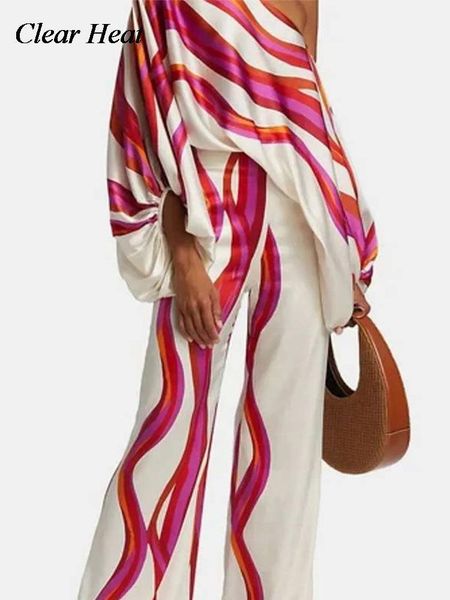 women's two piece pants satin printed off shoulder sets for women fashion batwing sleeves wide leg suits loose commuting outfits 23050, White
women's two piece pants satin printed off shoulder sets for women fashion batwing sleeves wide leg suits loose commuting outfits 23050, White