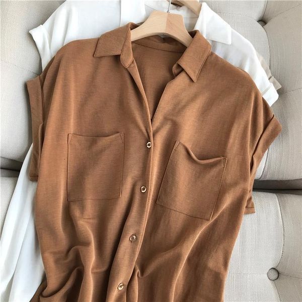 women's tshirt summer curled sleeve blouse turn down collar t shirt elegant office ladies casual slim pocket shirts tees outwear 23051, White
women's tshirt summer curled sleeve blouse turn down collar t shirt elegant office ladies casual slim pocket shirts tees outwear 23051, White
