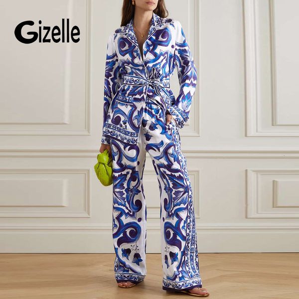 women's two piece pants gizelle high street runway floral print notched collar blouse wide leg fashion 2 pieces set chic designer outfi, White
women's two piece pants gizelle high street runway floral print notched collar blouse wide leg fashion 2 pieces set chic designer outfi, White