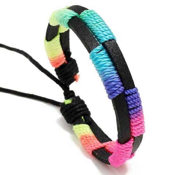 accessories simple handmade woven rainbow gay leather bracelet colorful fashion couple carrying strap, Golden;silver
accessories simple handmade woven rainbow gay leather bracelet colorful fashion couple carrying strap, Golden;silver