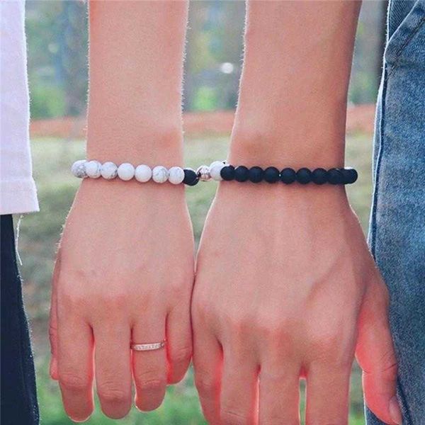 black frosted white turquoise strand couple bracelet magnet suction beaded set pair
black frosted white turquoise strand couple bracelet magnet suction beaded set pair