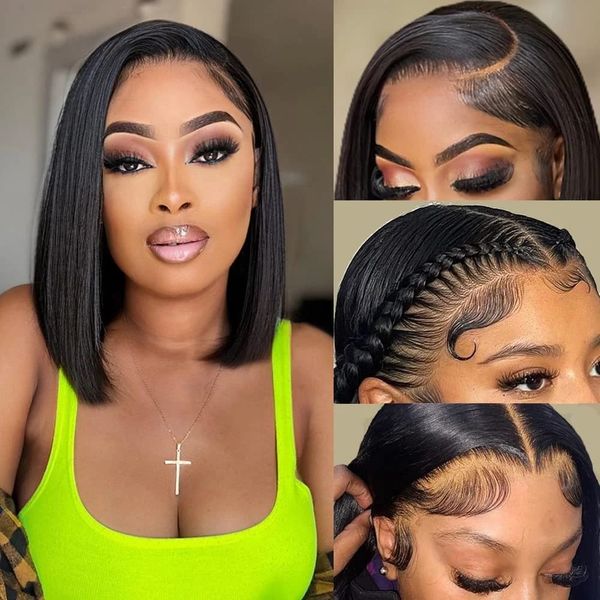 13x4 short bob lace brazilian straight wig 4x4 lace bob lace human hair wigs for black women pre plucked remy lace front wigs, Black;brown
13x4 short bob lace brazilian straight wig 4x4 lace bob lace human hair wigs for black women pre plucked remy lace front wigs, Black;brown