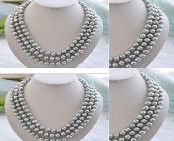 fine pearls jewelry triple strands 78mmsouth sea round silver grey pearl necklace 18quot19quot20quot sweater c6304391
fine pearls jewelry triple strands 78mmsouth sea round silver grey pearl necklace 18quot19quot20quot sweater c6304391