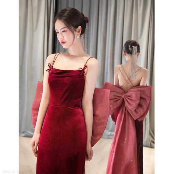 suspended toast dress 2023 summer new bride wine red temperament can wear engagement evening dress, White;black
suspended toast dress 2023 summer new bride wine red temperament can wear engagement evening dress, White;black
