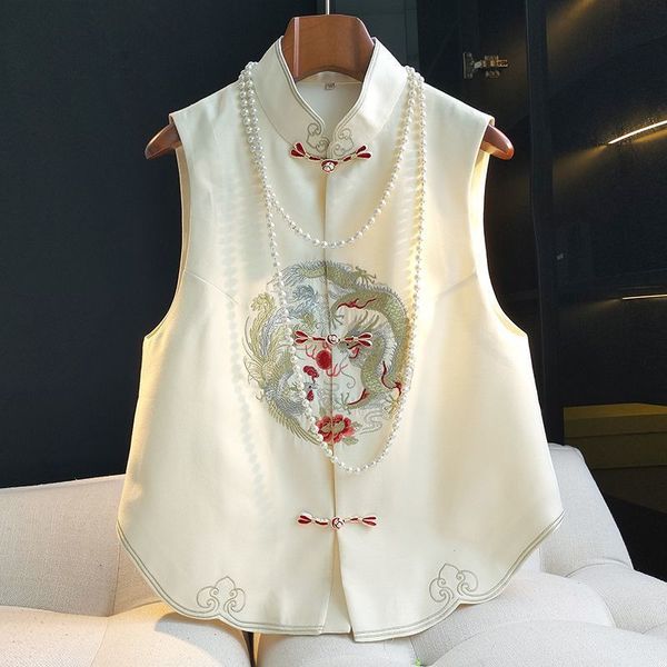 women's vests women retro chinese style waistcoat dragon and phoenix embroidery cheongsam vest vintage buckle sleeveless jackets 23051, Black;white
women's vests women retro chinese style waistcoat dragon and phoenix embroidery cheongsam vest vintage buckle sleeveless jackets 23051, Black;white