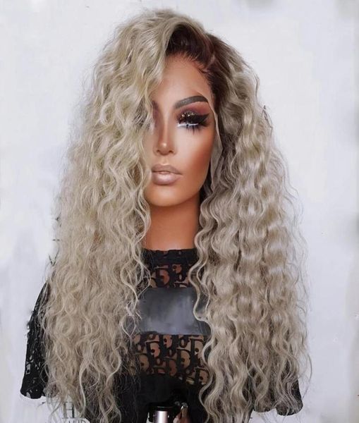 closures ombre grey blonde lace front synthetic hair for women heat resistant fiber brown roots long curly8898875, Black;brown 
closures ombre grey blonde lace front synthetic hair for women heat resistant fiber brown roots long curly8898875, Black;brown