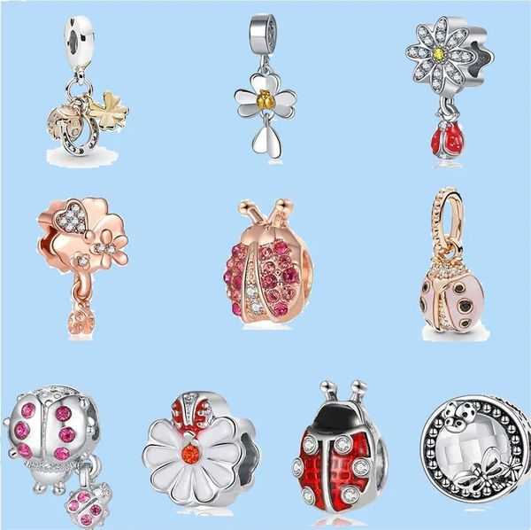 925 silver beads charms fit pandora charm dangle red lucky ladybug clover flower bead, Black
925 silver beads charms fit pandora charm dangle red lucky ladybug clover flower bead, Black