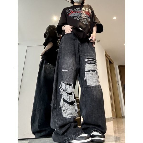 women s jeans high street black ripped jean 2023 summer american style straight wide leg loose niche retro fashion trend y2k jean 230511, Blue
women s jeans high street black ripped jean 2023 summer american style straight wide leg loose niche retro fashion trend y2k jean 230511, Blue