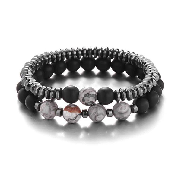 selling mens beaded bracelet personality strands double layer map haematite frosted stone combination, Black
selling mens beaded bracelet personality strands double layer map haematite frosted stone combination, Black