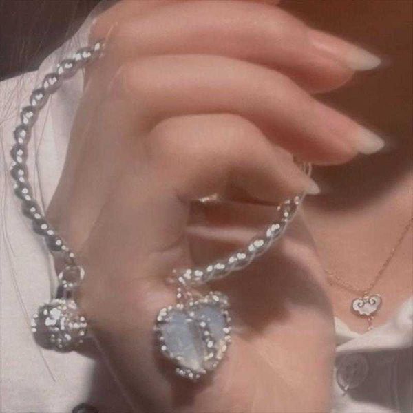 bracelet ins light minority advanced sense zircon split loving heart with opening, Golden;silver