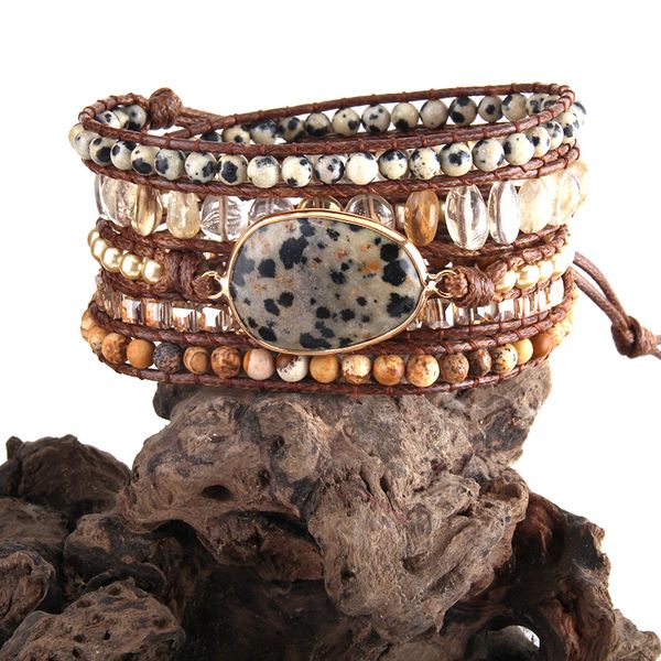chain rh fashion boho jewelry armbander dalmatianjasper natural stones charm 5x woven wrap bracelets drop 230511, Black
chain rh fashion boho jewelry armbander dalmatianjasper natural stones charm 5x woven wrap bracelets drop 230511, Black