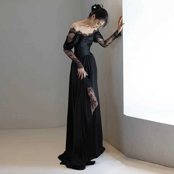 black celebrity evening dresses for women 2022 new high end light luxury small group banquet host dresses with high sense off shoulder, Black;pink
black celebrity evening dresses for women 2022 new high end light luxury small group banquet host dresses with high sense off shoulder, Black;pink